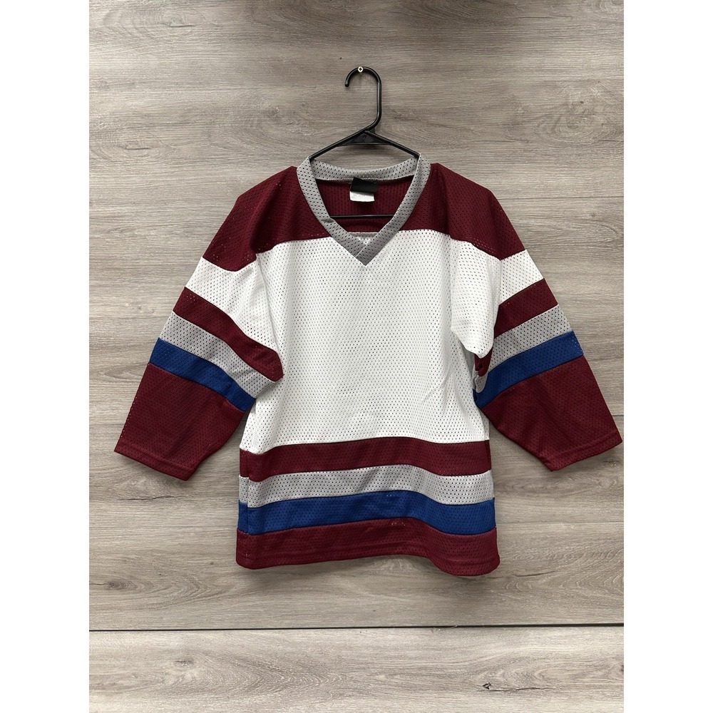 Vintage 90s Reach Deadstock Sports Blank Practice Hockey Jersey Maroon Blue Grey